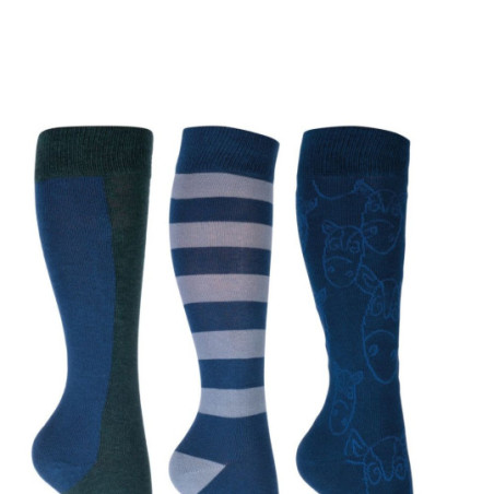 Chaussettes pour enfants -Houston- lot de 3 bleu / verte