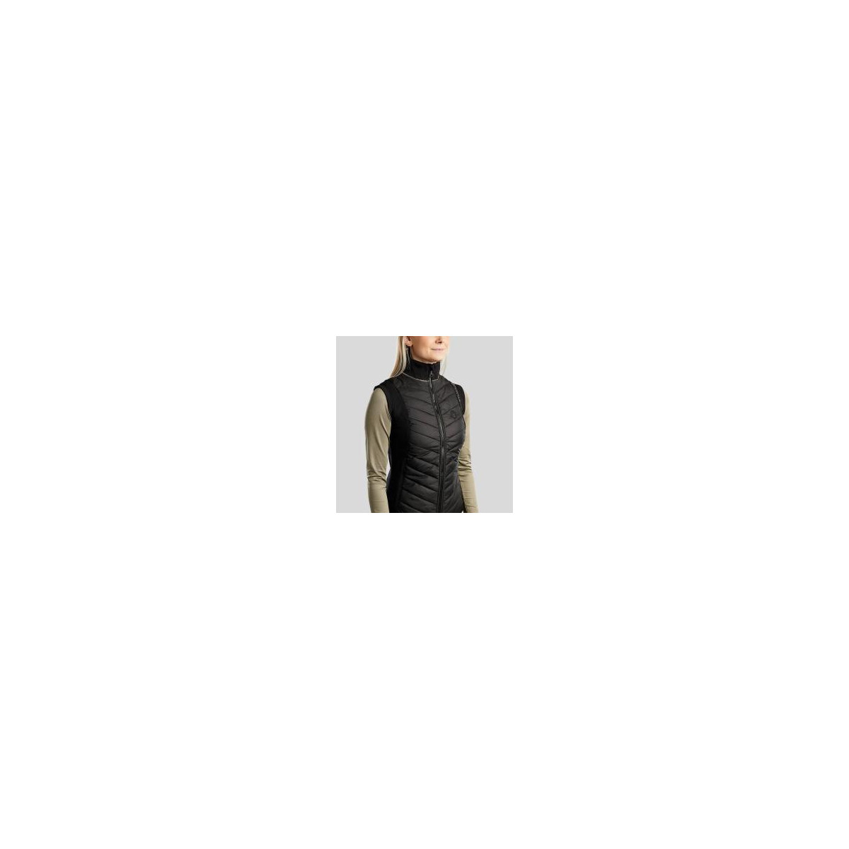 MoMari Hybrid Bodywarmer with Rosegold crystals Black