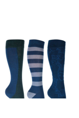 Chaussettes pour enfants -Houston- lot de 3 bleu / verte