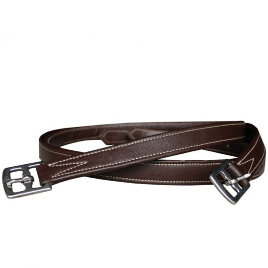 Etrivières nylon/cuir Marron