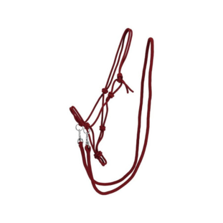 Licol en corde Color avec rênes Bordeau