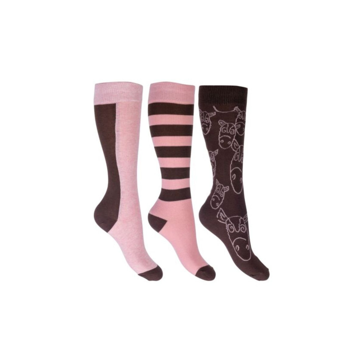 Chaussettes pour enfants -Houston- lot de 3 Rose/brown