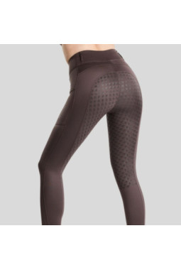 Pantalon MoVeronica Hybrid Thermo Tights w. Golden Quartz Crystal Tape and Crystals Fullgrip, Black Peony