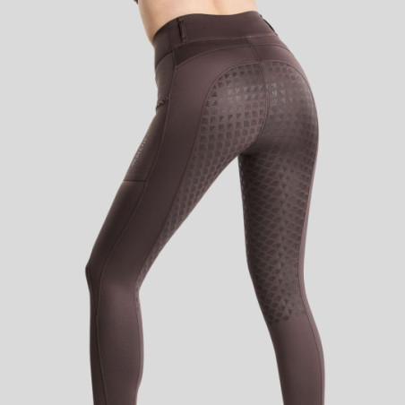 Pantalon MoVeronica Hybrid Thermo Tights w. Golden Quartz Crystal Tape and Crystals Fullgrip, Black Peony