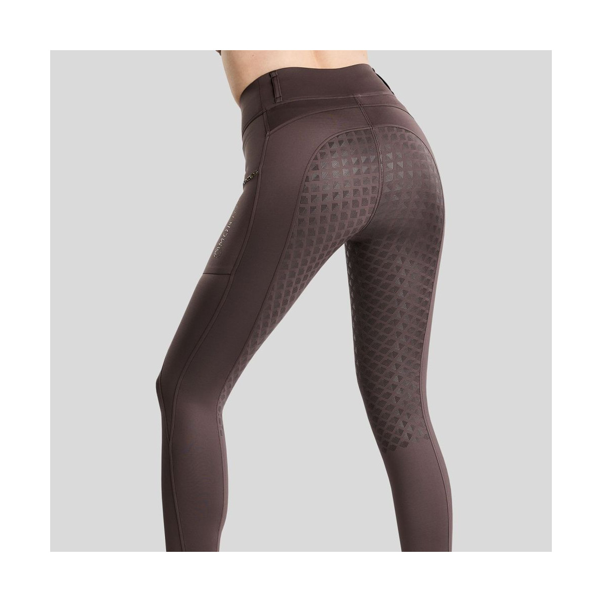 Pantalon MoVeronica Hybrid Thermo Tights w. Golden Quartz Crystal Tape and Crystals Fullgrip, Black Peony