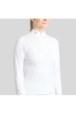 Chemise de compétition MoZida REFINED avec Lasercut et cristaux de métal de fusil - Blanc